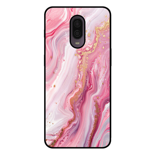 OnePlus 6T telefoonhoesje met roze marmer opdruk