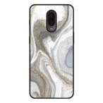 OnePlus 6T telefoonhoesje met zilver marmer opdruk