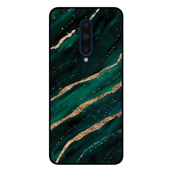 OnePlus 7T Pro telefoonhoesje met groen goud marmer opdruk