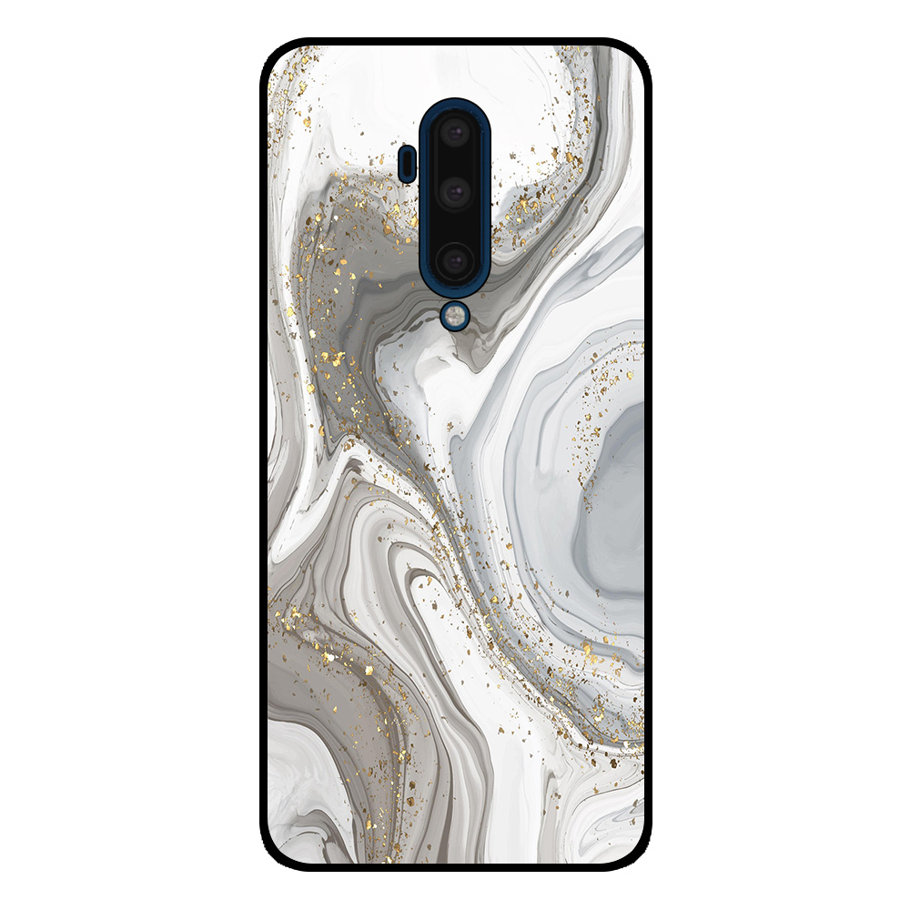 OnePlus 7T Pro telefoonhoesje met zilver marmer opdruk