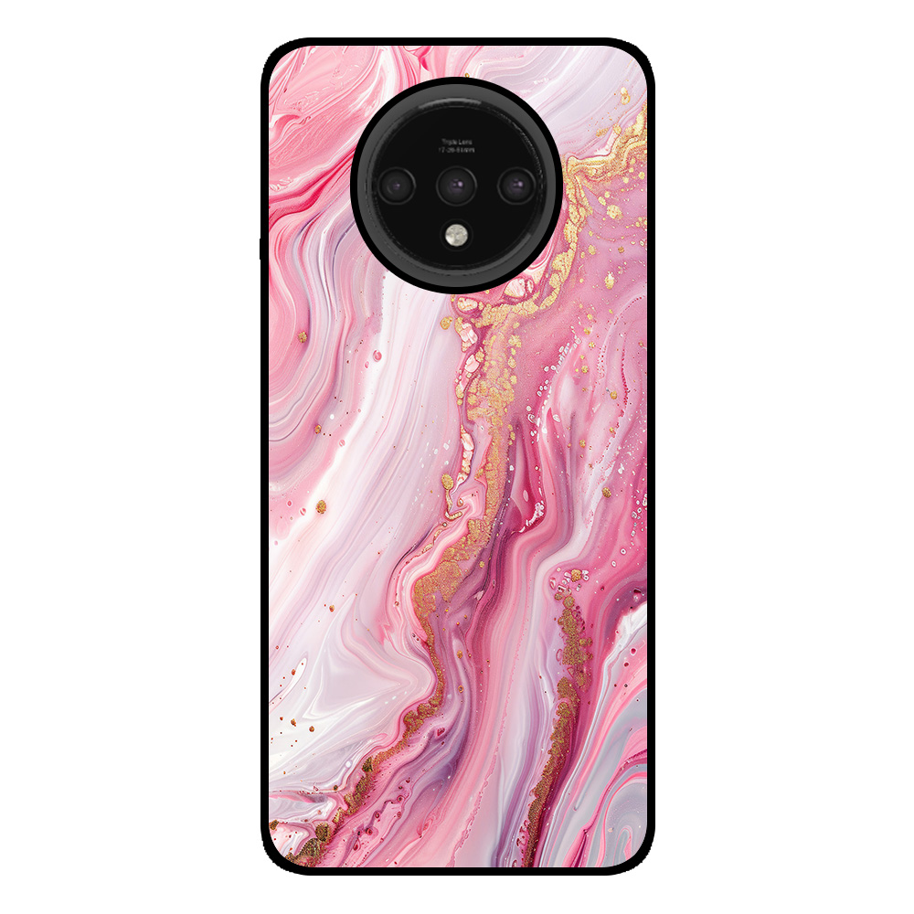 OnePlus 7T telefoonhoesje met roze marmer opdruk