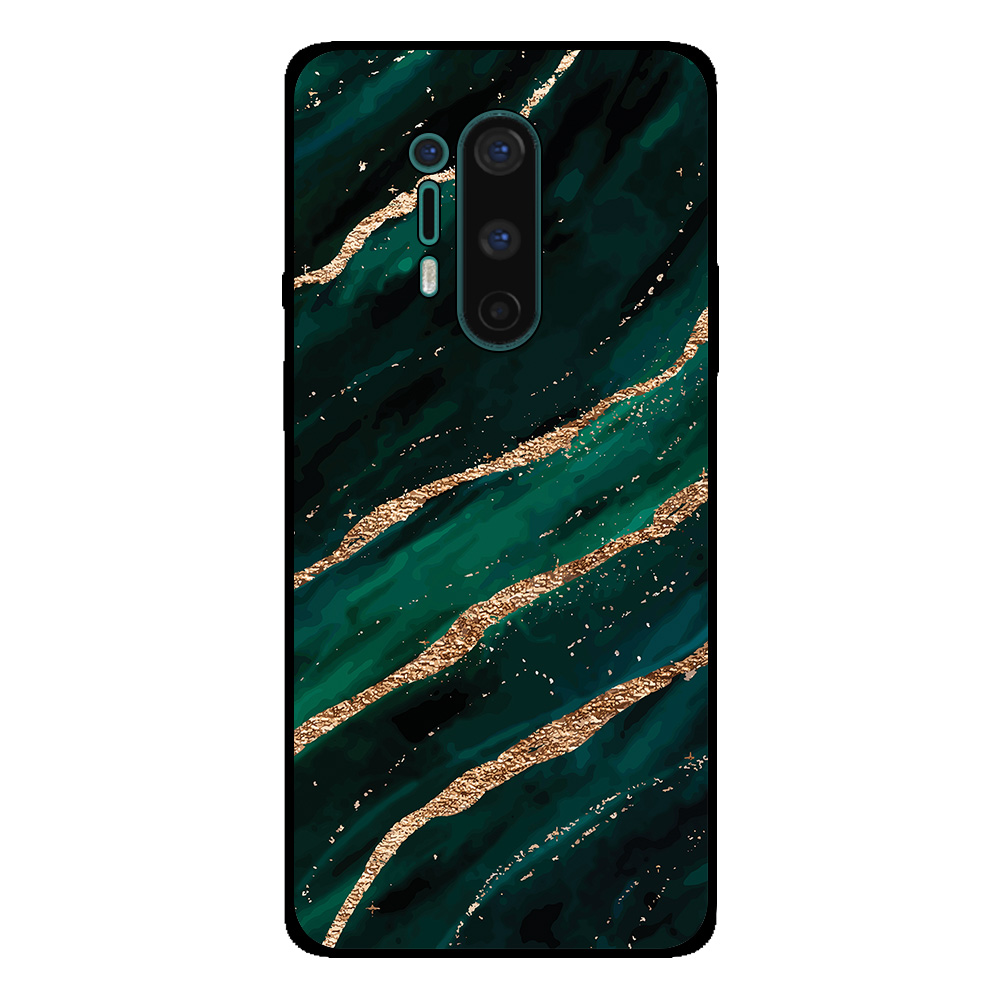 OnePlus 8 Pro telefoonhoesje met groen goud marmer opdruk