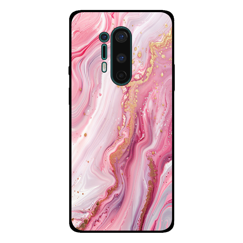 OnePlus 8 Pro telefoonhoesje met roze marmer opdruk