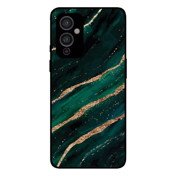 OnePlus 9 telefoonhoesje met groen goud marmer opdruk