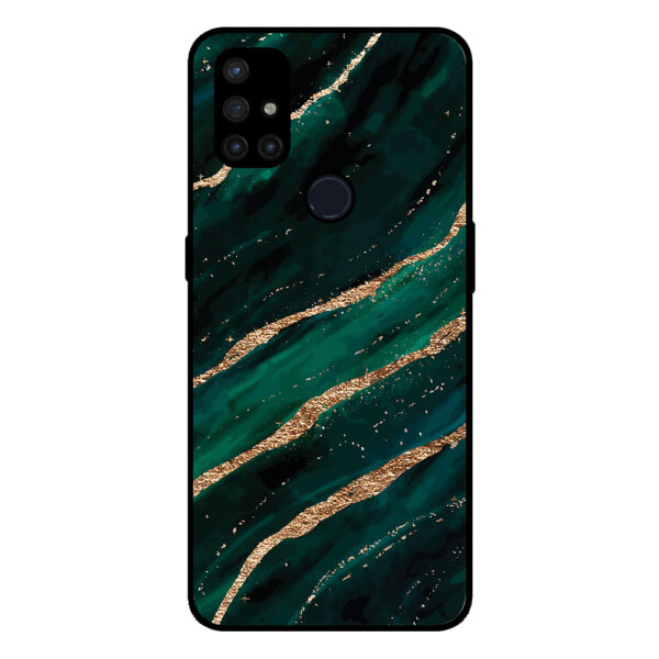 OnePlus Nord N10 5G telefoonhoesje met groen goud marmer opdruk