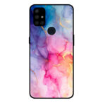 OnePlus Nord N10 5G telefoonhoesje met regenboog marmer opdruk