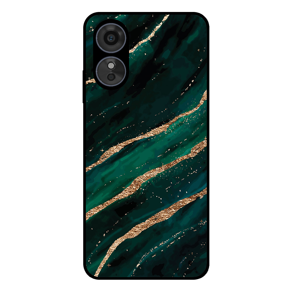 Oppo A1-A98-F23 telefoonhoesje met groen goud marmer opdruk