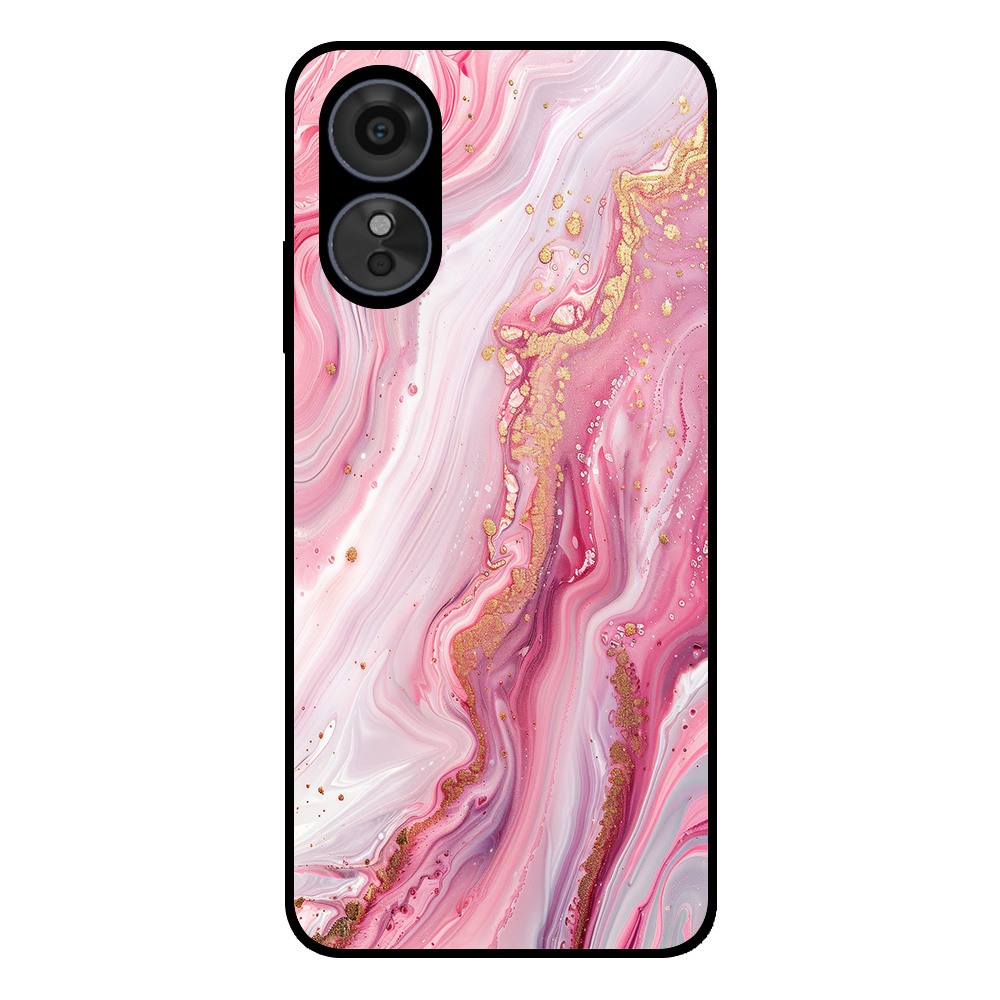 Oppo A1-A98-F23 telefoonhoesje met roze marmer opdruk