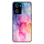 Oppo A57-A57s telefoonhoesje met regenboog marmer opdruk