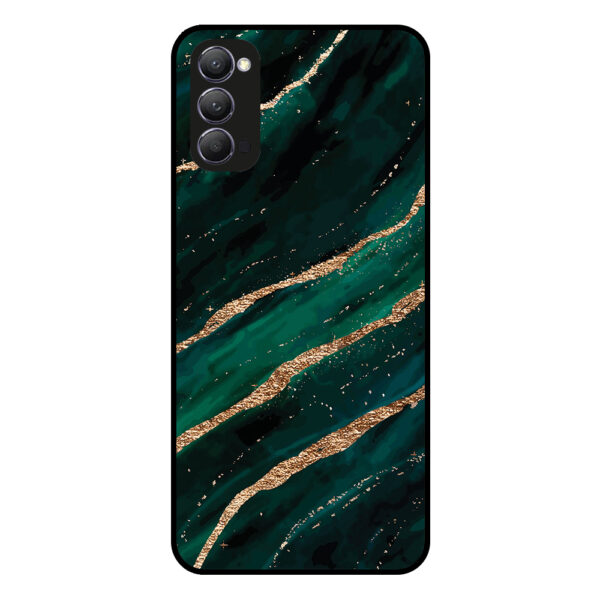 Oppo Reno4 5G telefoonhoesje met groen goud marmer opdruk