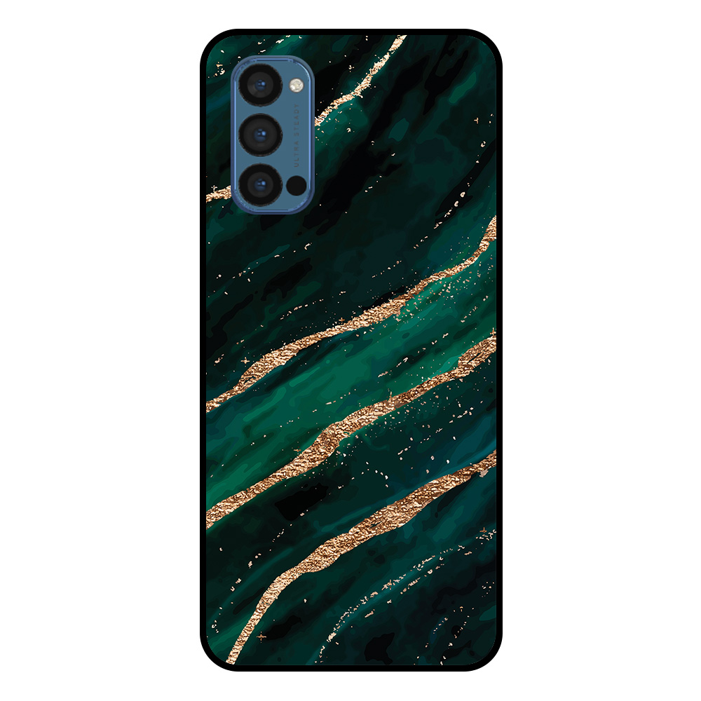 Oppo Reno4 Pro 5G telefoonhoesje met groen goud marmer opdruk