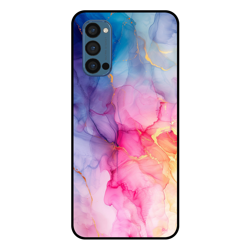 Oppo Reno4 Pro 5G telefoonhoesje met regenboog marmer opdruk