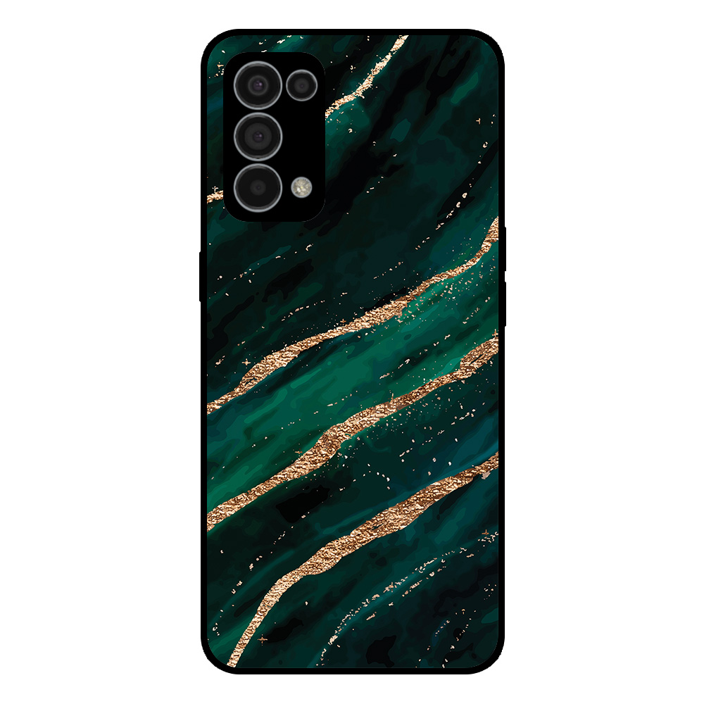 Oppo Reno5 telefoonhoesje met groen goud marmer opdruk