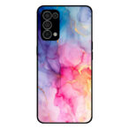 Oppo Reno5 telefoonhoesje met regenboog marmer opdruk