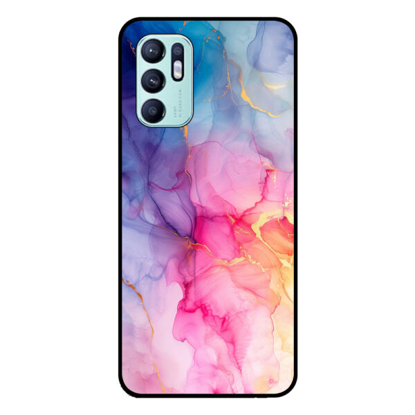 Oppo Reno6 4G telefoonhoesje met regenboog marmer opdruk