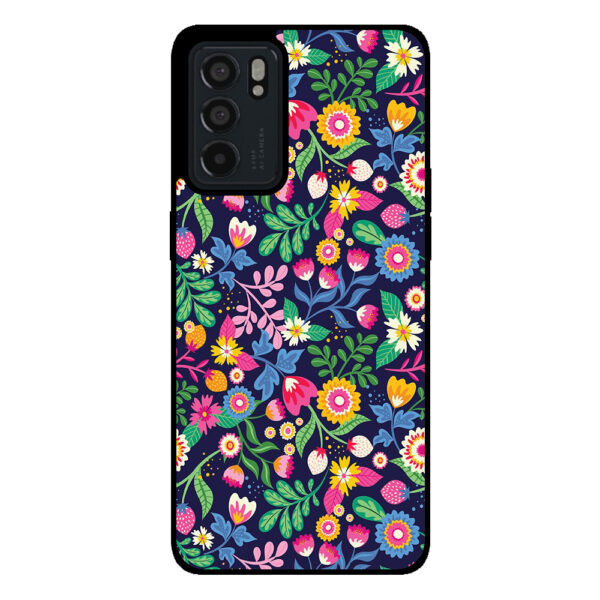 Oppo Reno6 5G telefoonhoesje met bloemen opdruk