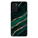 Oppo Reno6 5G telefoonhoesje met groen goud marmer opdruk