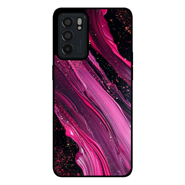 Oppo Reno6 5G telefoonhoesje met paars roze marmer opdruk