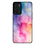 Oppo Reno6 5G telefoonhoesje met regenboog marmer opdruk