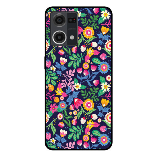 Oppo Reno7 4G telefoonhoesje met bloemen opdruk