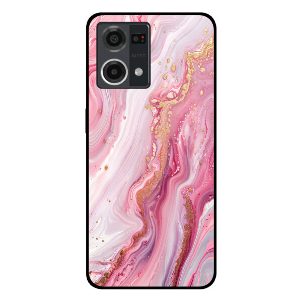 Oppo Reno7 4G telefoonhoesje met roze marmer opdruk