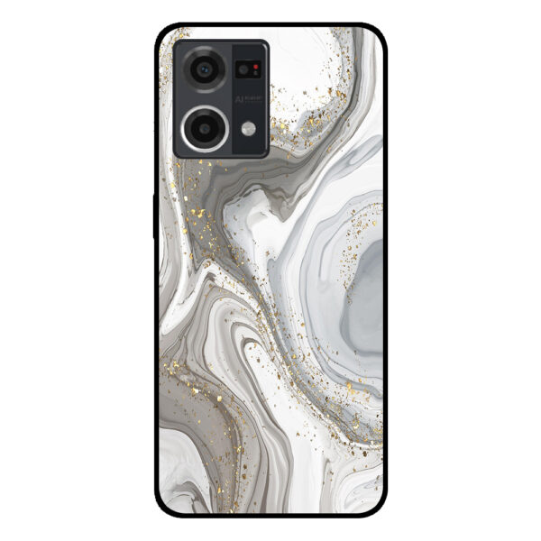 Oppo Reno7 4G telefoonhoesje met zilver marmer opdruk