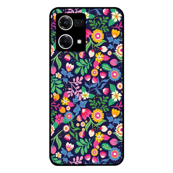 Oppo Reno8 4G telefoonhoesje met bloemen opdruk