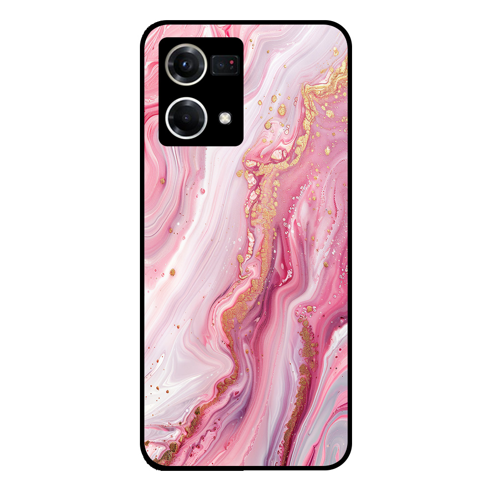 Oppo Reno8 4G telefoonhoesje met roze marmer opdruk