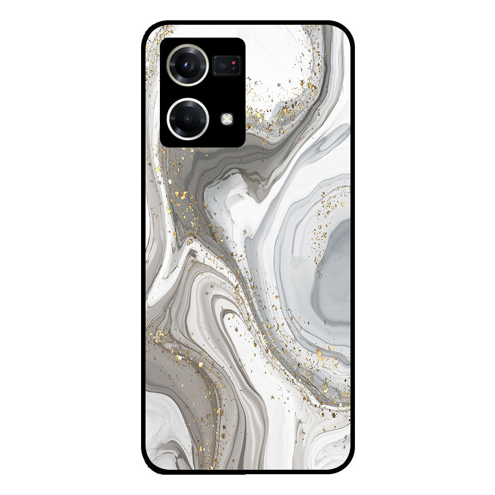 Oppo Reno8 4G telefoonhoesje met zilver marmer opdruk