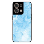 Oppo Reno8 5G telefoonhoesje met lichtblauw marmer opdruk