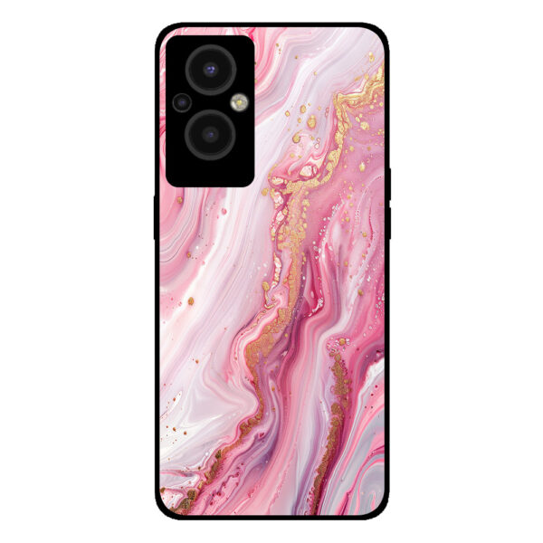 Oppo Reno8 Lite telefoonhoesje met roze marmer opdruk