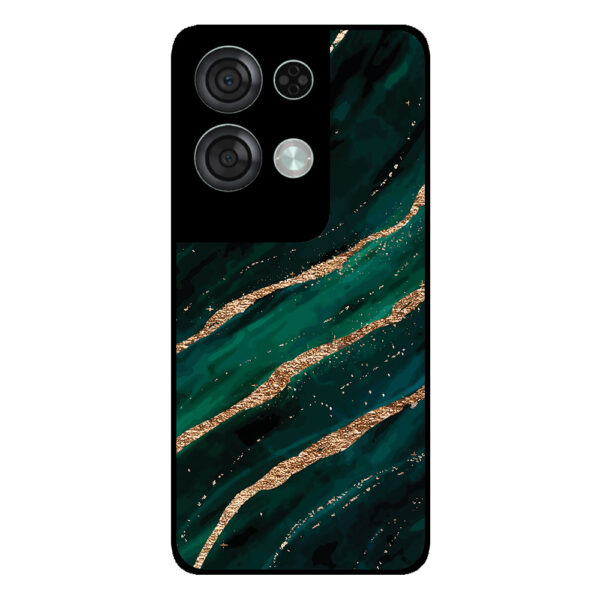 Oppo Reno8 Pro telefoonhoesje met groen goud marmer opdruk