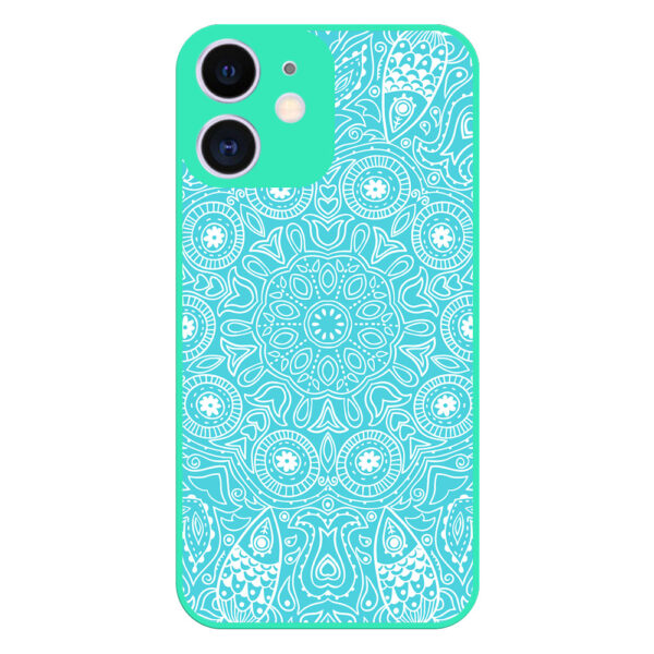 iPhone 11 hoesje met mandala design turqoise