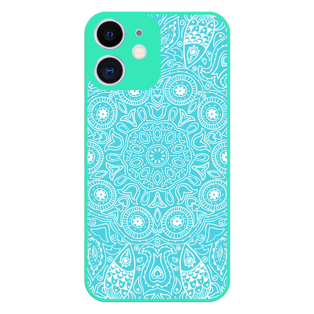 iPhone 12 Mini hoesje met mandala design turqoise