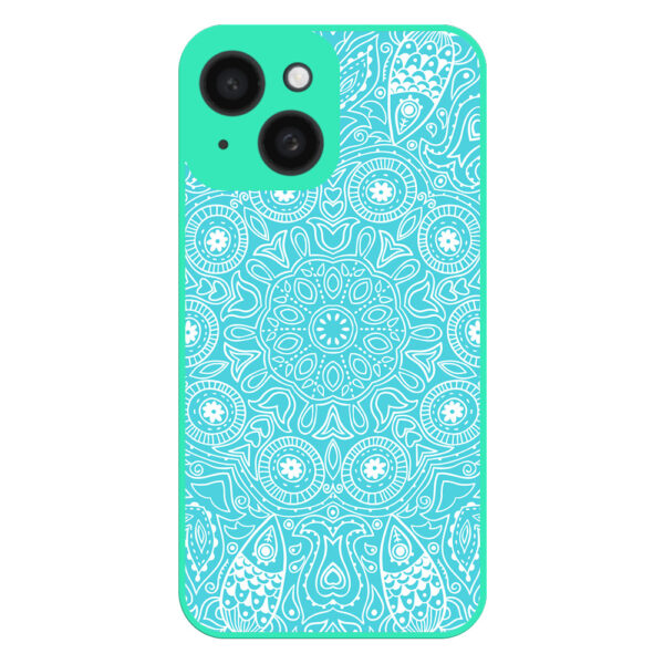 iPhone 13 hoesje met mandala design turqoise