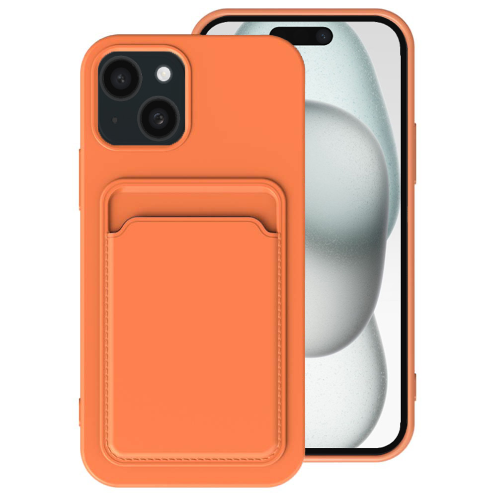 iPhone 15 Plus hoesje met pasjeshouder oranje