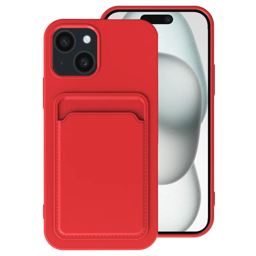 iPhone 15 Plus hoesje met pasjeshouder rood