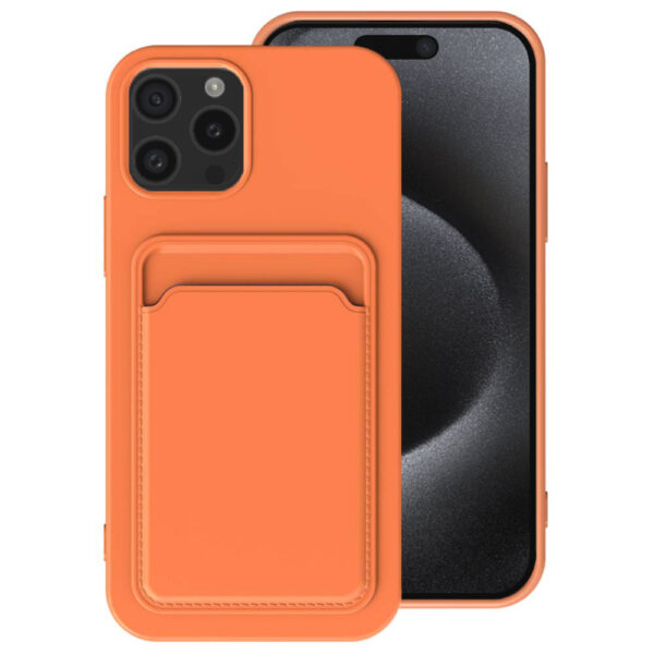 iPhone 15 Pro Max hoesje met pasjeshouder oranje