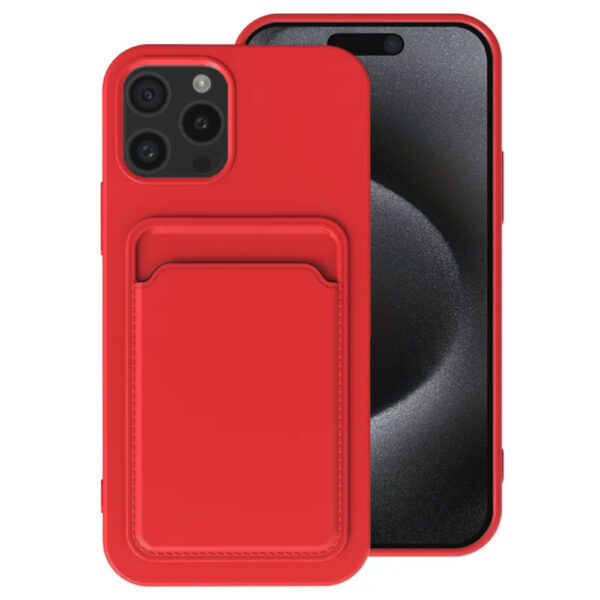 iPhone 15 Pro Max hoesje met pasjeshouder rood