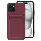 iPhone 15 hoesje met pasjeshouder bordeaux rood