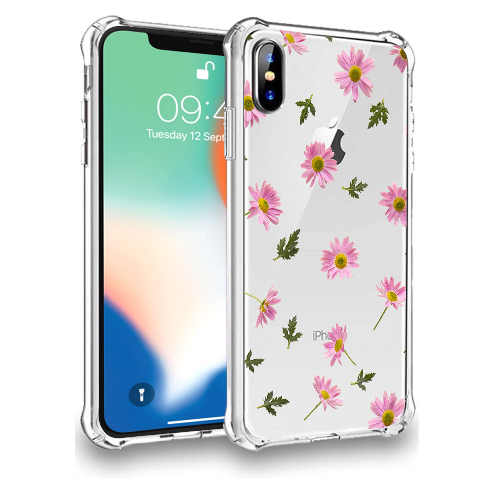 iPhone X-Xs bloemenprint hoesje transparant flexibel