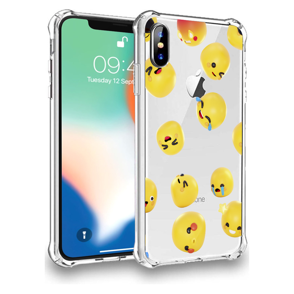 iPhone X-Xs emoji smiley hoesje transparant flexibel