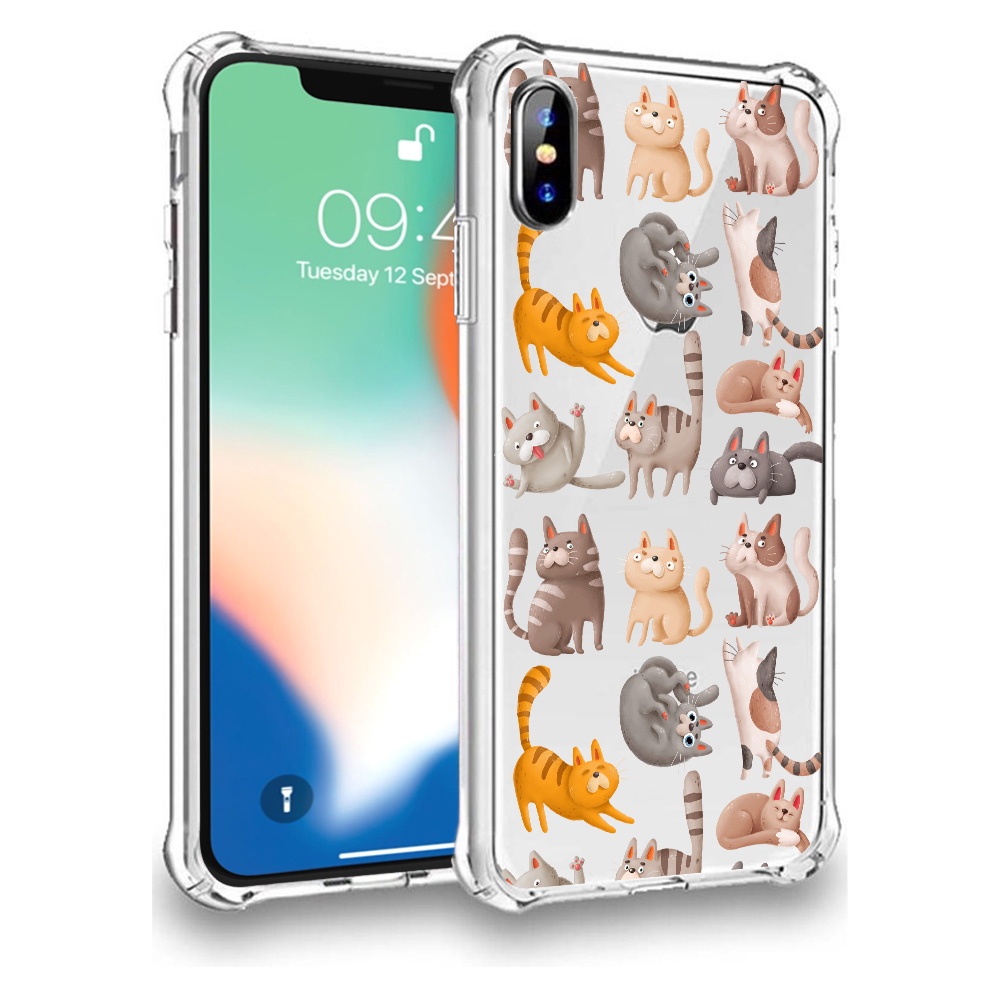 iPhone X-Xs katjes opdruk hoesje transparant flexibel