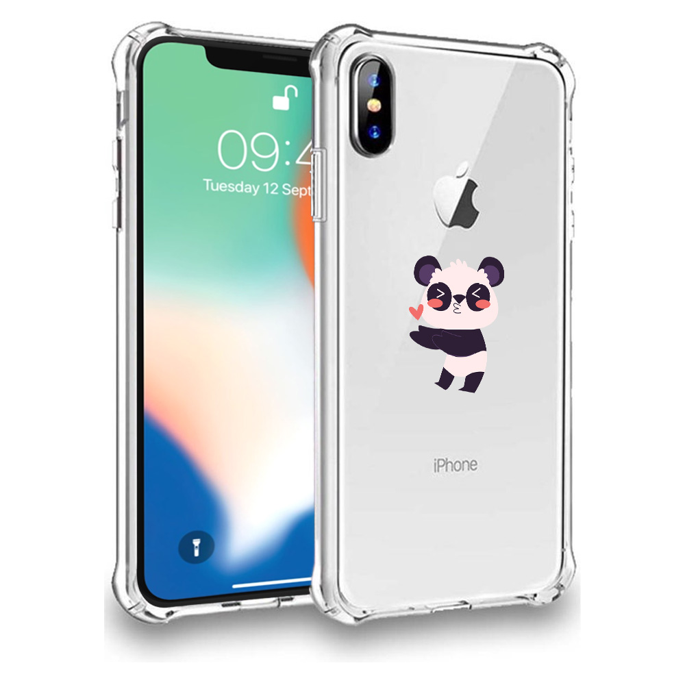 iPhone X-Xs pandabeer opdruk hoesje transparant flexibel