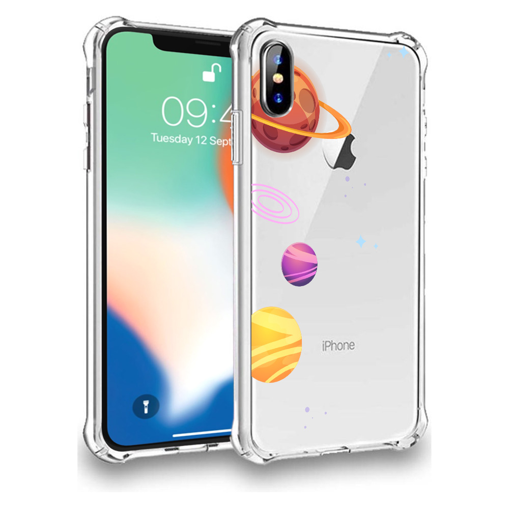 iPhone X-Xs planeten opdruk hoesje transparant flexibel