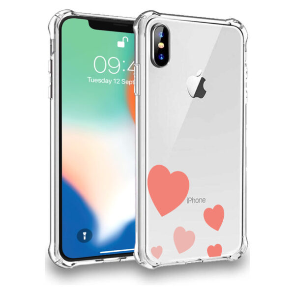 iPhone X-Xs subtiele hartjes opdruk hoesje transparant flexibel