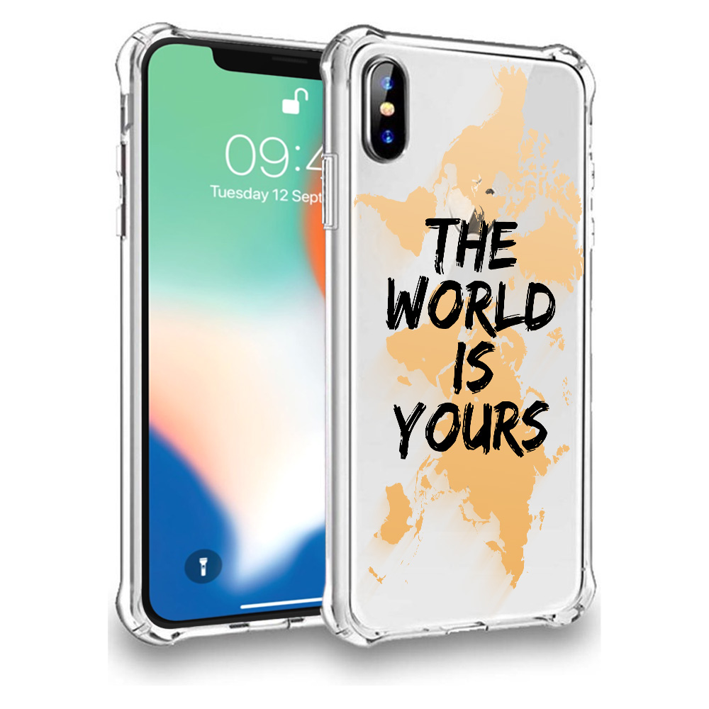 iPhone X-Xs wereldkaart hoesje transparant flexibel