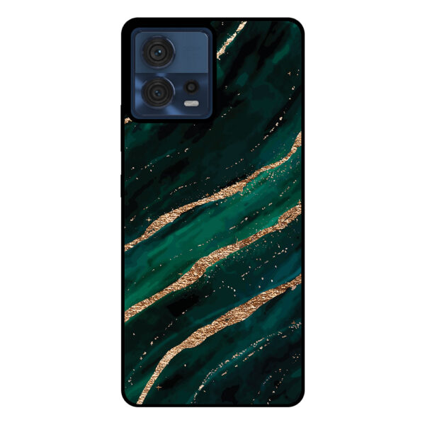 Motorola Edge 30 Fushion-Moto S30 Pro telefoonhoesje met groen goud marmer opdruk