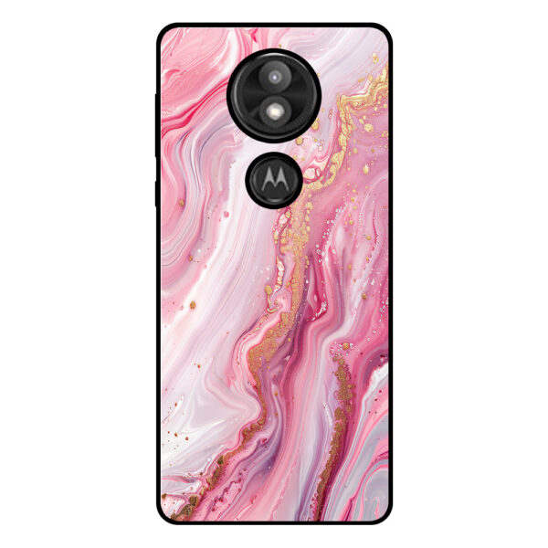 Motorola Moto E5 Plus telefoonhoesje met roze marmer opdruk