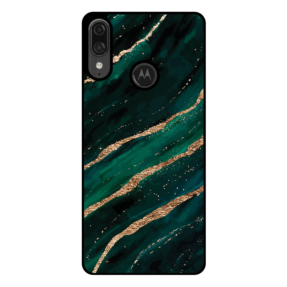 Motorola Moto E6 Plus telefoonhoesje met groen goud marmer opdruk